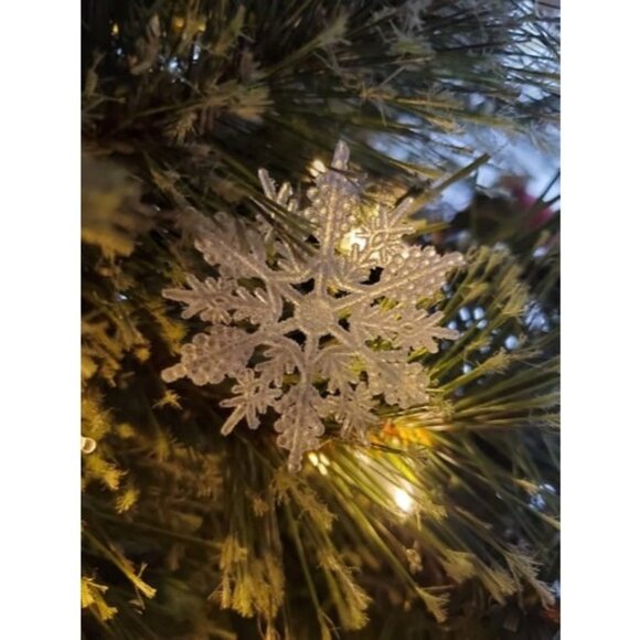 36 Pack Plastic Silver Snowflake Ornaments Christmas Winter Decorations - Picture 1 of 2